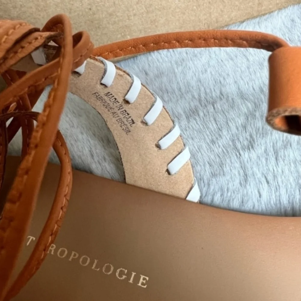 Anthropologie Tie Up Thong Sandals, Women's Size EU 37, US 6